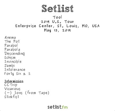 Get the Tool Setlist of the concert at Viejas Arena, San Diego, CA, USA on January 9, 2016 from the North American Tour 2016 Tour and other Tool Setlists for free on setlist. . Tool setlist